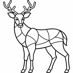 Deer-stained glass design, smooth curves, clean vector line art illustration