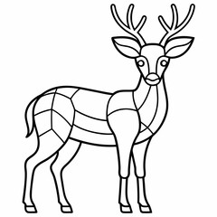 Deer-stained glass design, smooth curves, clean vector line art illustration