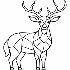Deer-stained glass design, smooth curves, clean vector line art illustration