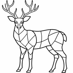 Deer-stained glass design, smooth curves, clean vector line art illustration