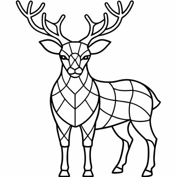 recommend clip art: Deer-stained glass design, smooth curves, clean vector line art illustration