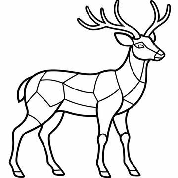recommend clip art: Deer-stained glass design, smooth curves, clean vector line art illustration