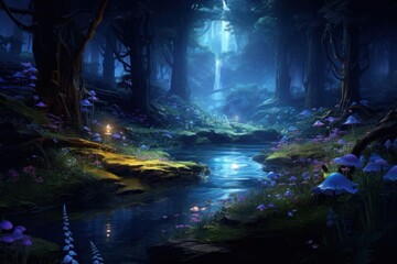 Blue mountains forest land landscape.