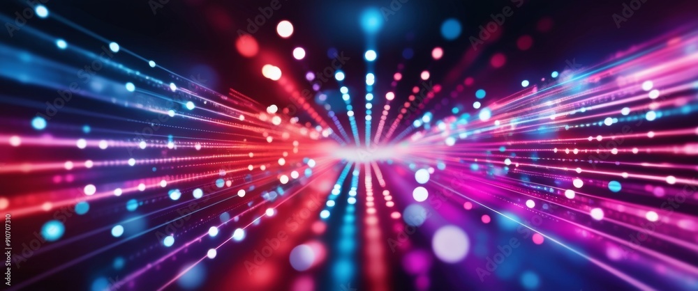 Aufkleber Futuristic Digital Light Display with Colorful Abstract Patterns