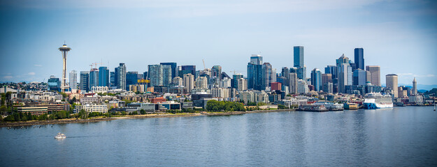Seattle skyline from ocean
