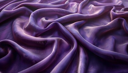 Close-up of a deep purple fabric with a soft sheen, draped in loose folds