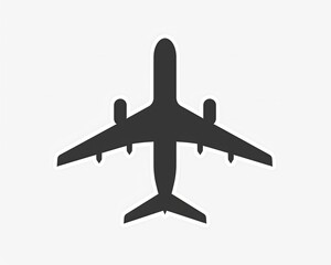 Airplane Symbol. Sky High Plane in Iconic White Isolated Design