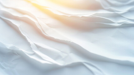 Fototapeta premium White crumpled paper texture background wallpaper backdrop pattern light abstract blank surface clean empty creased design minimalism simple detail copy space rough soft light bright