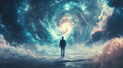 A Cinematic Exploration of a Sad Fantasy Space Theme in Cyan Color Tones, Capturing the Melancholic and Otherworldly Atmosphere with a Dramatic Visual Effect