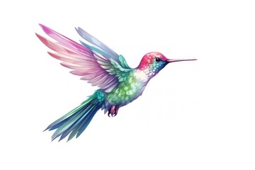 Fototapeta premium Hummingbird animal flying white background.