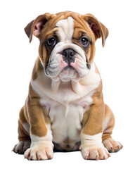 Bulldog Puppy, isolated on white background. Generative AI. 