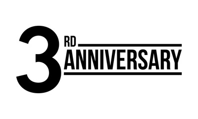Fototapeta premium 3rd anniversary celebration label, three years jubilee congratulation card vector template, happy birthday sign, event invitation card
