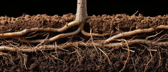 Enhanced Growth: Detailed Soil Structure with Healthy Roots Promoting Plant Development