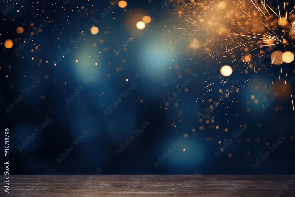 Wall mural gold fireworks abstract outdoors.