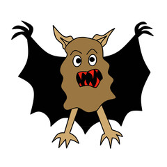 Halloween with bat isolated in white 