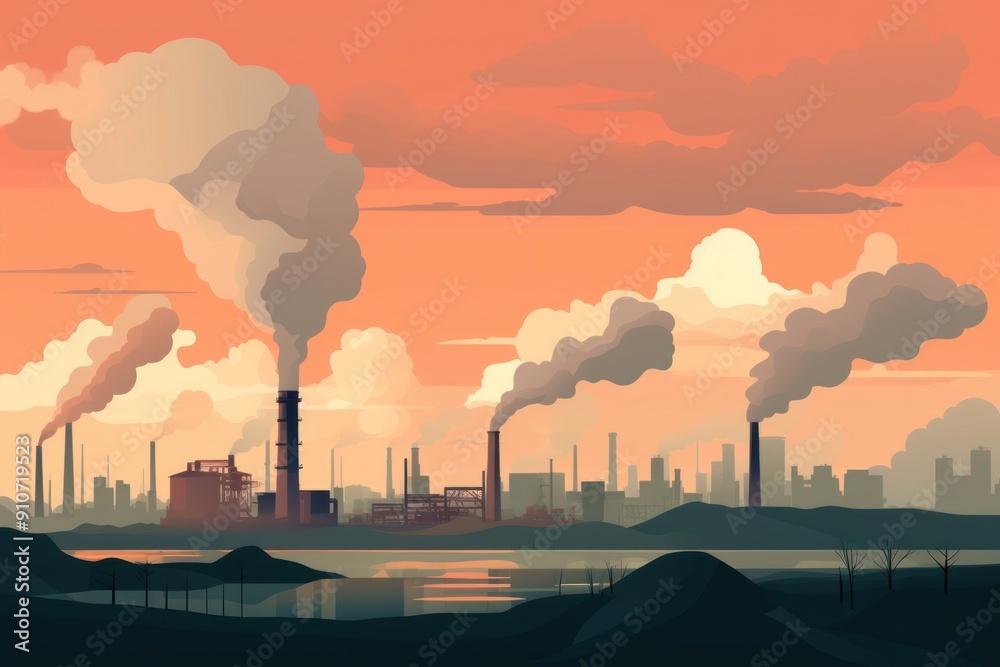 Canvas Prints polluted sky factory architecture pollution.