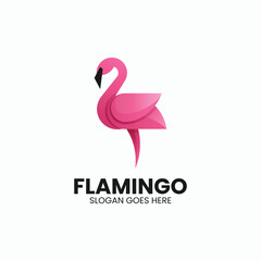 Vector Logo Illustration Flamingo Gradient Colorful Style