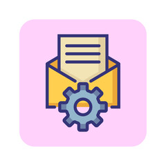 Email optimization line icon. Envelope, gear, cog, letter. App design concept. Can be used for topics like setup, communication, email marketing