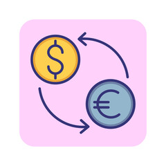 Currency exchange line icon. Cash, euro, dollar, arrow. Finance concept. Can be used for topics like money, profit, earning, finance management