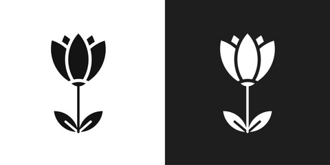 Flower tulip icon line art vector