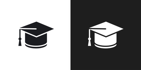 Graduation cap icon line art vector