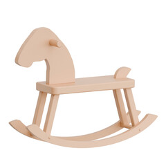 3D Render Kid Toy Classic Rocking Horse for Creative Play. Transparent Background