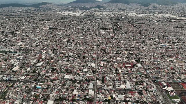 Aerial view of Ecatepec, Mexico, showing the dense housing and population