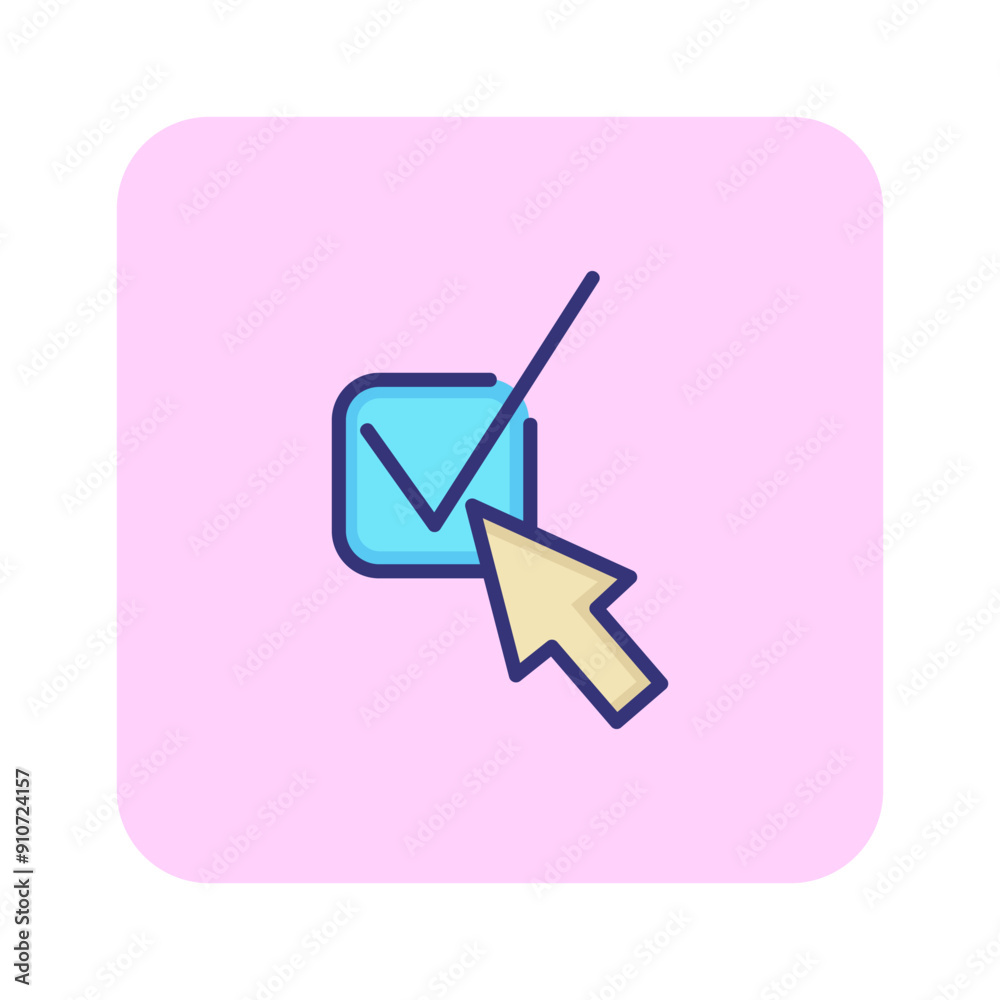Poster select line icon. check, tick, cursor checkbox. interface concept. can be used for topics like app d