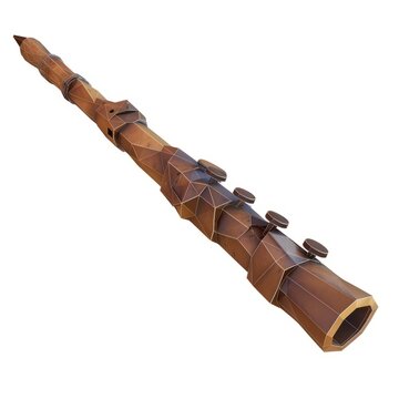 recommend clip art: 3D Render, Low Poly style of a medieval flute with a wooden body and finger holes, on isolated white background, Generative AI