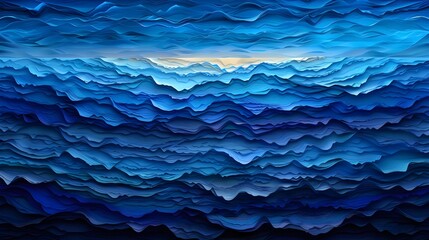 Obraz premium A digital art piece featuring deep blue waves, creating an abstract background