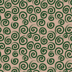 beige and green abstract doodle pattern oil paint
