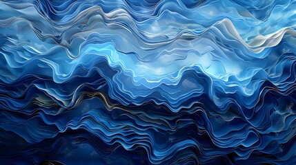 Obraz premium A digital art piece featuring deep blue waves, creating an abstract background