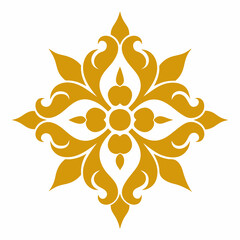 Golden decorative floral ornament vector art illustration