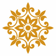 Golden decorative floral ornament vector art illustration