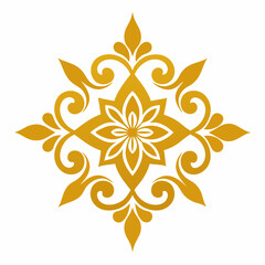 Golden decorative floral ornament vector art illustration