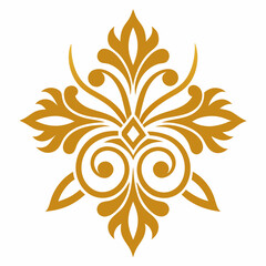 Golden decorative floral ornament vector art illustration
