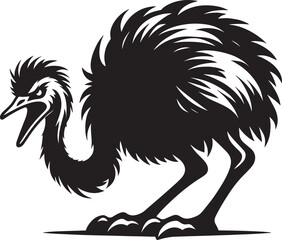 Ostriches bird Silhouette isolated on white background ostrich vector shape icon