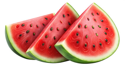 Close-up of watermelon slices against white background. Generative AI. 