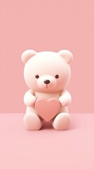 Obraz premium Teddy bear heart cute pink.