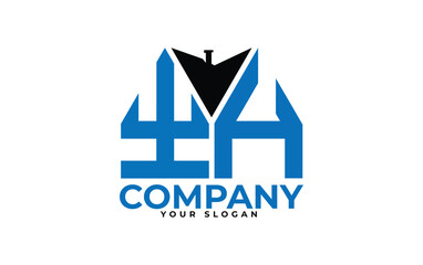 YH letter creative real estate vector logo design.