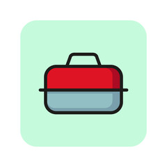 BBQ box line icon. Bag, container, food, meat. Lunch box concept. Can be used for topics like barbecue, dinner, picnic