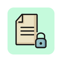 Information protection line icon. File, document, lock, padlock. Data safety concept. Can be used for topics like information technology, privacy, regulation