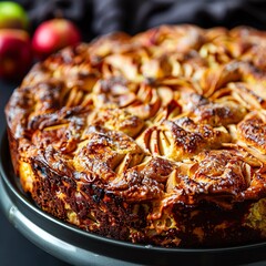Freshly baked Italian apple cake, packed with vitamins, Italian, sweet