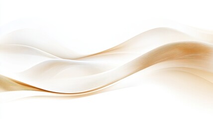 Obraz premium Abstract Golden Wave Lines on White Background, Elegant abstract design featuring flowing golden wave lines on a clean white background, creating a modern and sophisticated visual effect. 