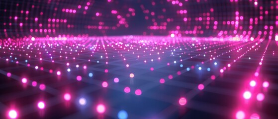 Neon Grid of Connectivity - Abstract Technology Background Illustrating Innovation and Networking