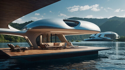 modern house in the middle of the dock