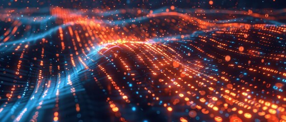 Fototapeta premium Digital Connectivity: Glowing Data Flow with Binary Code Light Effects