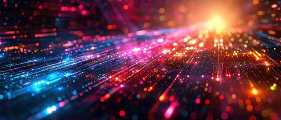 Obraz premium Glowing Neon Lines and Complex Patterns: Futuristic Technology Background