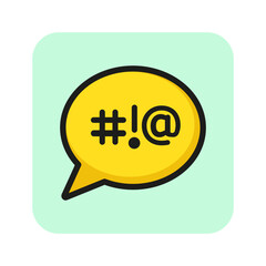 Swearing symbols in speech bubble line icon. Swear word, arguing, offense. Censorship concept. Vector illustration can be used for topics like communication, information, social issues