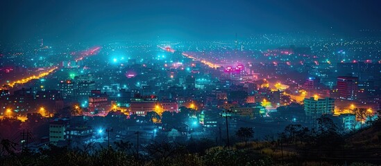 Obraz premium Night Cityscape with Twinkling Lights